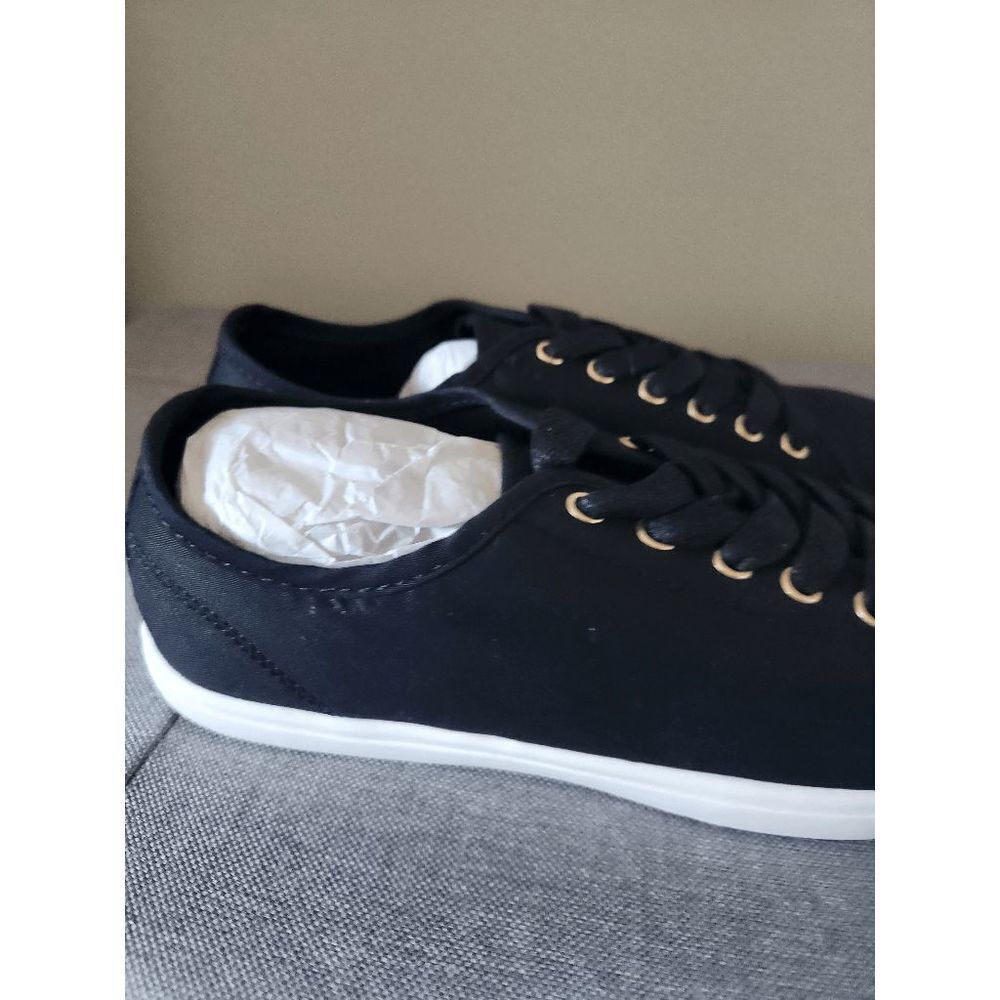 Ellos Lace Up Black Canvas Sneakers Size 8 - Picture 6 of 8
